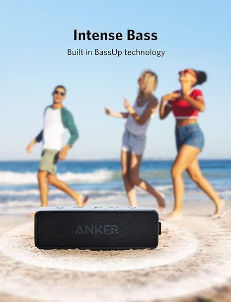 Anker Soundcore 2 Portable Wireless Speaker – Enhanced Stereo Sound, Bluetooth 5.0, BassUp Technology, IPX7 Waterproof Rating, Up to 24 Hours Playtime – Ideal for Home, Outdoor Use & Travel